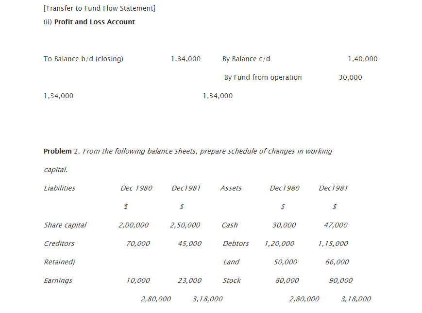 fund flow statement solved problems pdf