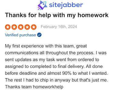verified review of myhomeworkhelp at sitejabber